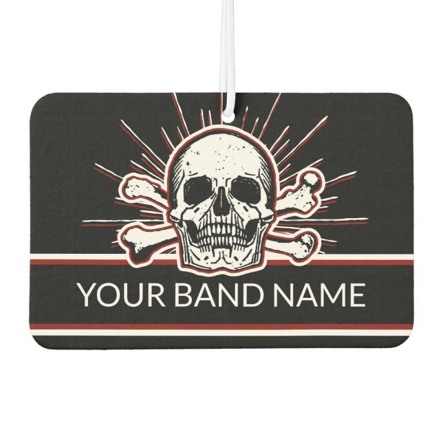 Custom Name Band Merch Skull Bones Rock & Roll Air Freshener (Front)