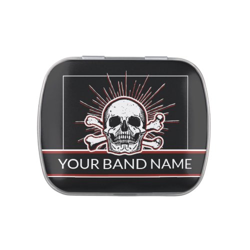 Custom Name Band Merch Skull Bones Rock  Roll Candy Tin