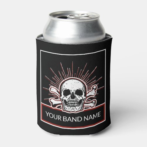 Custom Name Band Merch Skull Bones Rock Roll Punk Can Cooler