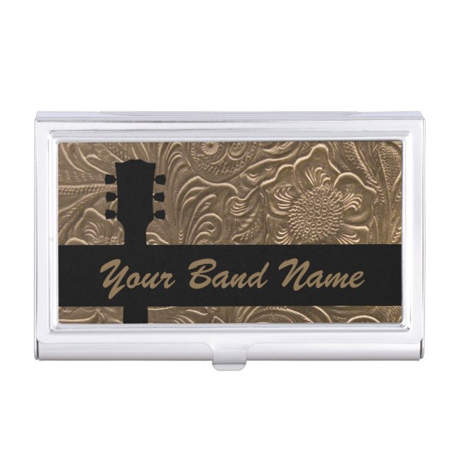 Custom Name Band Musician Guitar Country Music Business Card Case (Front)
