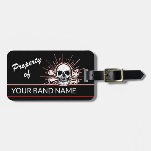 Custom Name Band Skull Bones Rock Punk Music Bag Luggage Tag