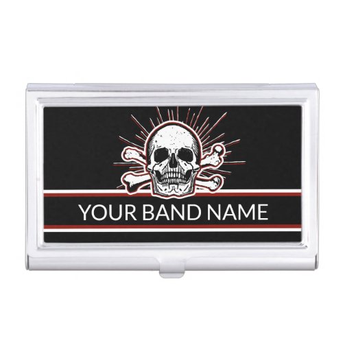 Custom Name Band Skull Bones Rock  Roll Punk  Business Card Case