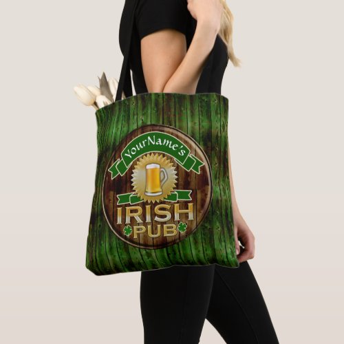 Custom Name Bar Irish Pub Sign St Patricks Day Tote Bag