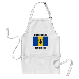 Custom Name Barbados Flag Adult Apron