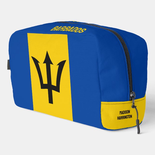 Custom Name Barbados Flag Dopp Kit (Right Corner)