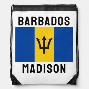 Custom Name Barbados Flag Drawstring Bag