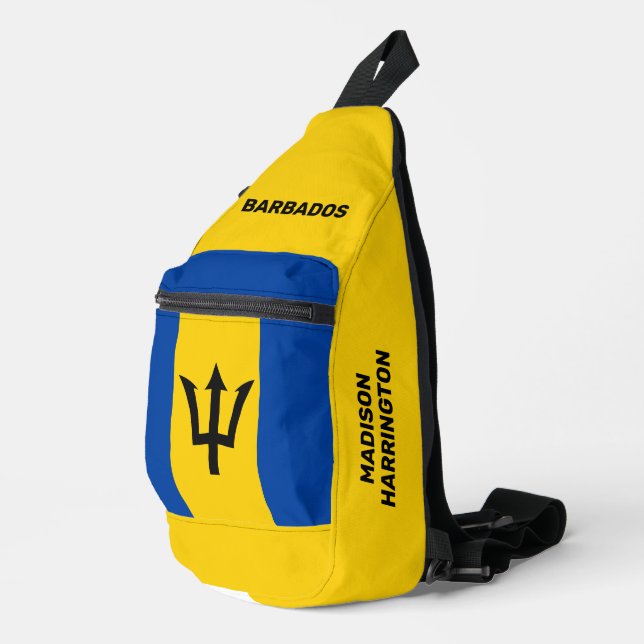 Custom Name Barbados Flag Sling Bag (Right Corner)
