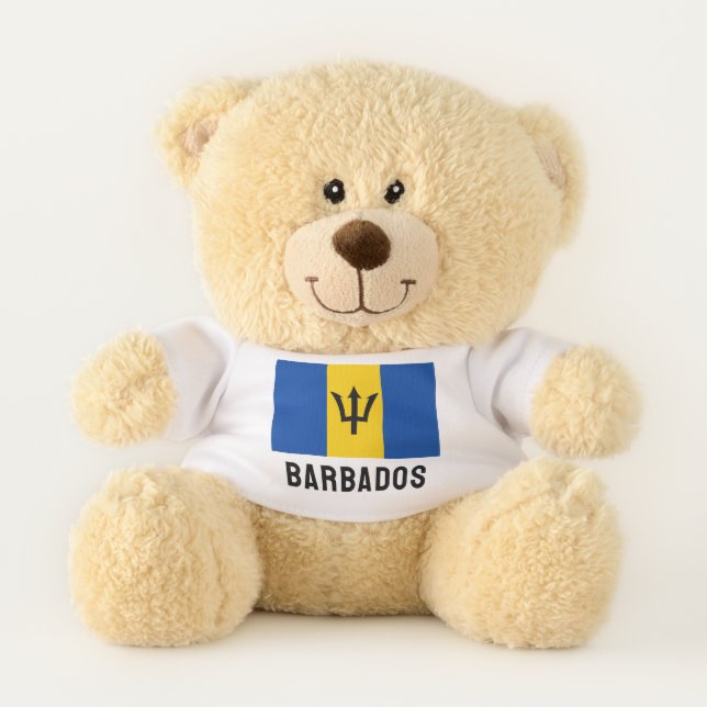 Custom Name Barbados Flag Teddy Bear (Front)