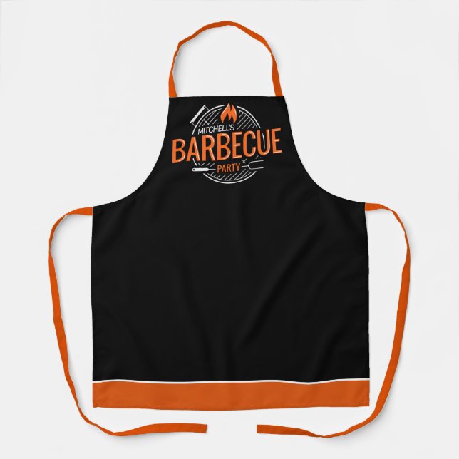 Custom NAME Barbeque Grill Party Family BBQ Apron (Front)
