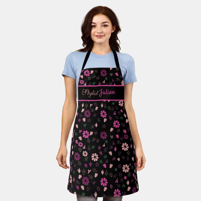 Custom Name Barber Beauty Salon Hair Stylist  Apron (Worn)