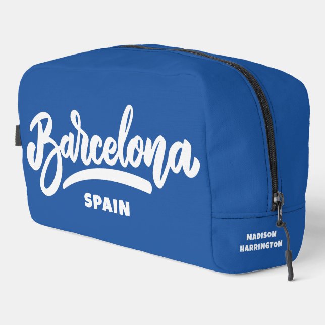 Custom Name Barcelona Spain Dopp Kit (Right Corner)