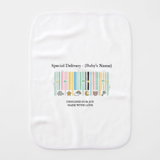 Custom Name Barcode Baby Burp Cloth