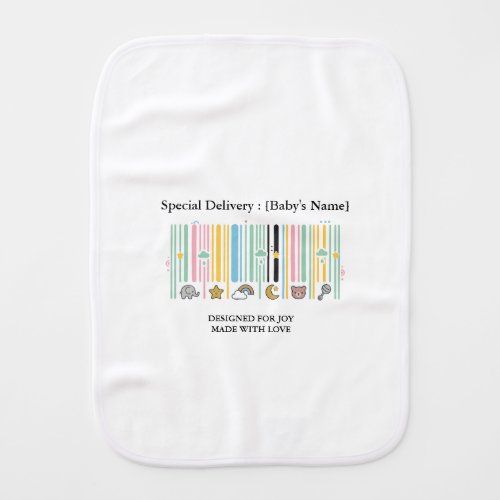 Custom Name Barcode Baby Burp Cloth