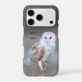 Custom Name Barn Owl on Twig Photo Phone Case