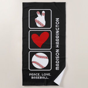 Custom Name Baseball Beach Towel