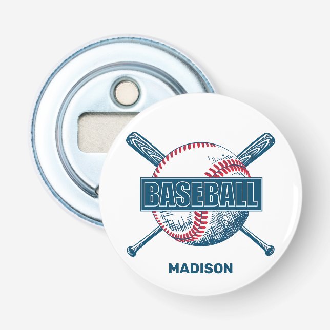 Custom Name Baseball Bottle Opener (Front)
