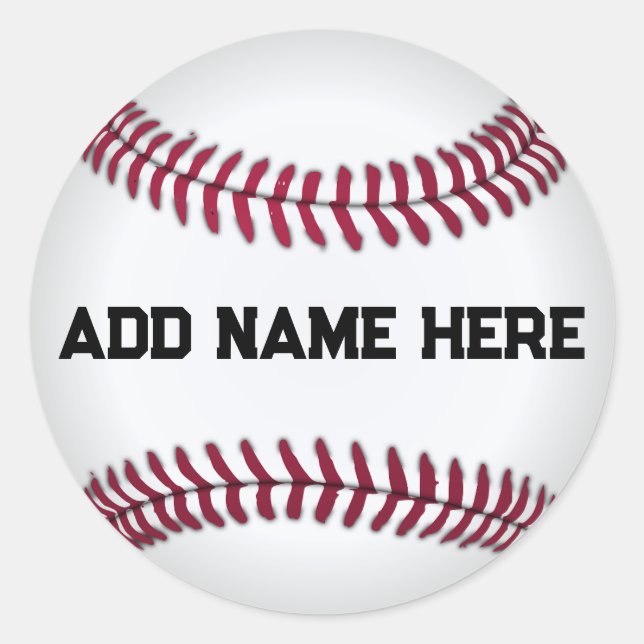 CUSTOM NAME BASEBALL CLASSIC ROUND STICKER (Front)