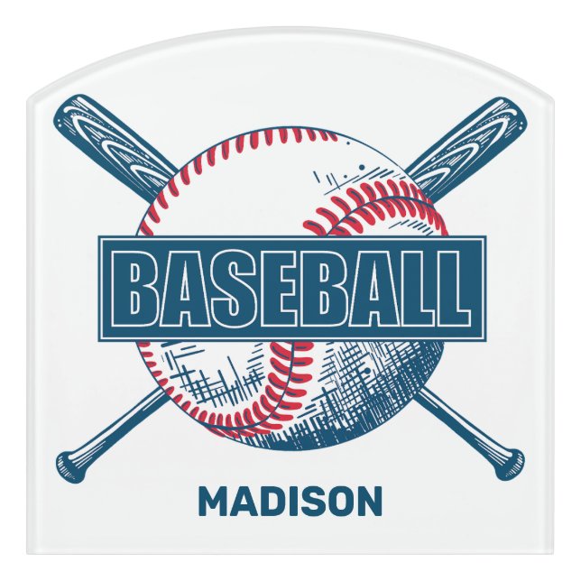 Custom Name Baseball Door Sign (Contour Front)