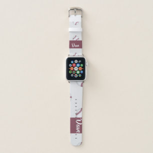 Custom name baseball gray pattern apple watch band