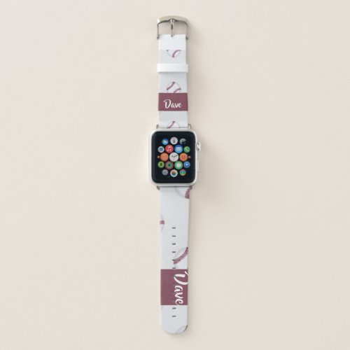 Custom name baseball gray pattern apple watch band