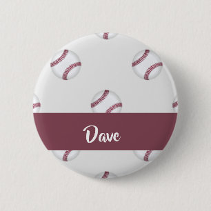 Custom name baseball gray pattern button