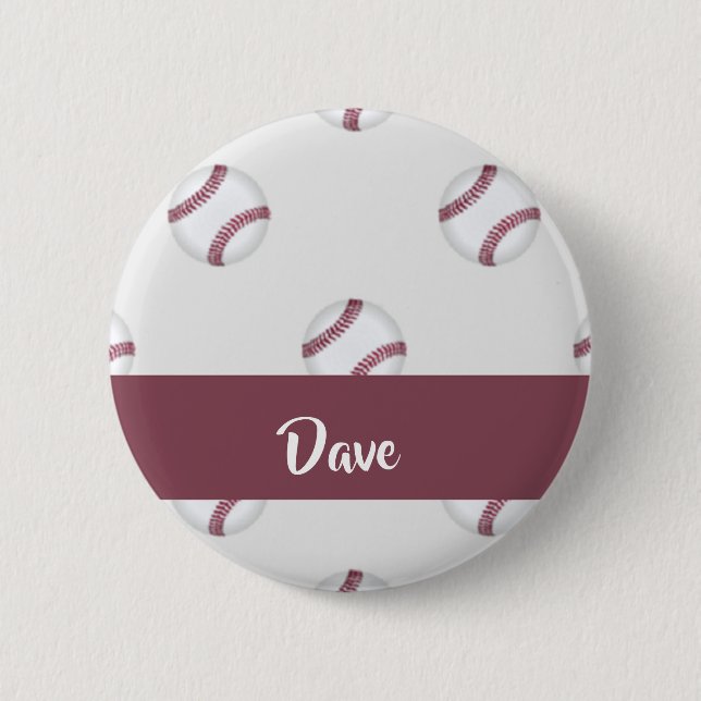 Custom name baseball gray pattern button (Front)