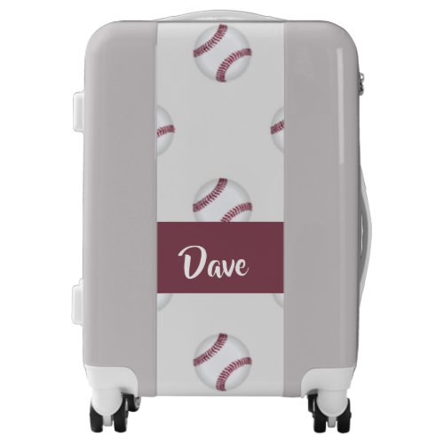Custom name baseball gray pattern luggage