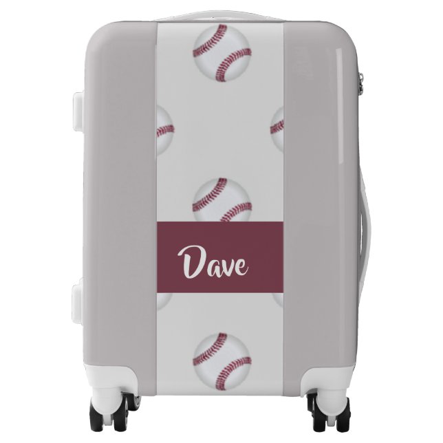 Custom name baseball gray pattern luggage (Front)