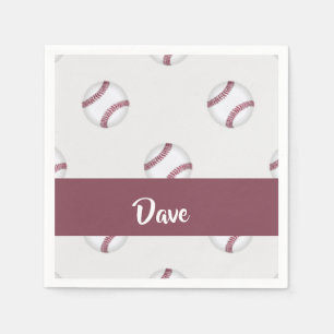 Custom name baseball gray pattern napkins