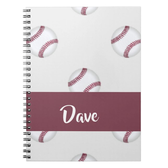 Custom name baseball gray pattern notebook (Front)