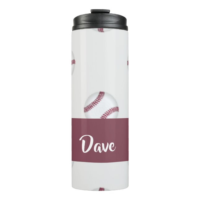 Custom name baseball gray pattern thermal tumbler (Front)