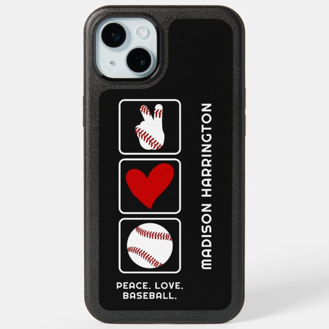 Custom Name Baseball iPhone 15 Plus Case (Back)