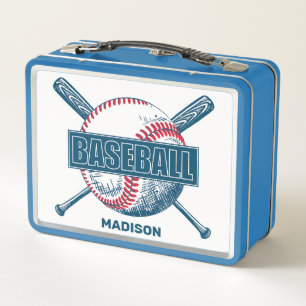 Custom Name Baseball Metal Lunch Box