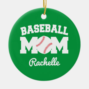 Custom Name Baseball Mom Christmas Ornament