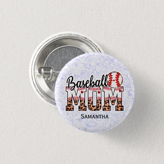 Custom Name Baseball Mom | Mother's Day Button (Front & Back)