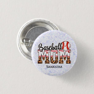 Custom Name Baseball Mom   Mother's Day Button