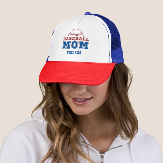Custom Name Baseball Mom Mothers Day Gift Trucker Hat (In Situ)