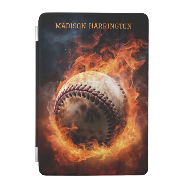 Custom Name Baseball on Fire iPad Mini Cover (Front)