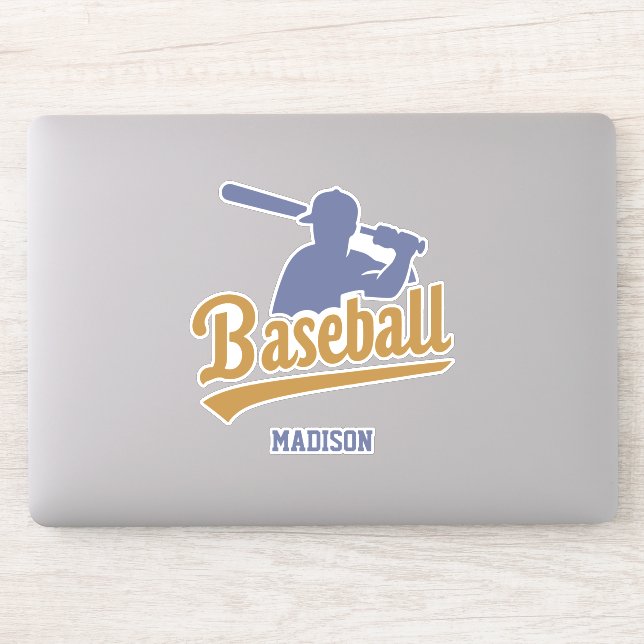 Custom Name Baseball Player Sticker (Computer)