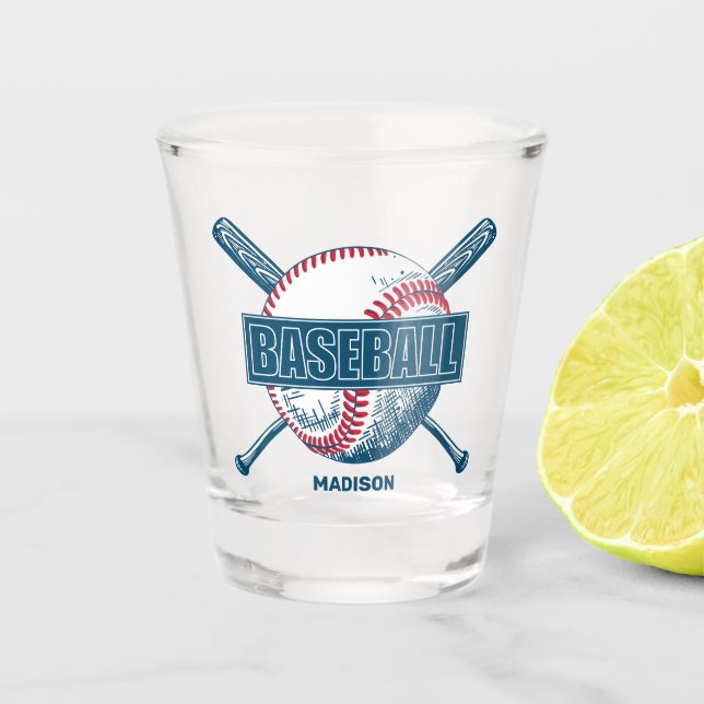 Custom Name Baseball Shot Glass (Front)