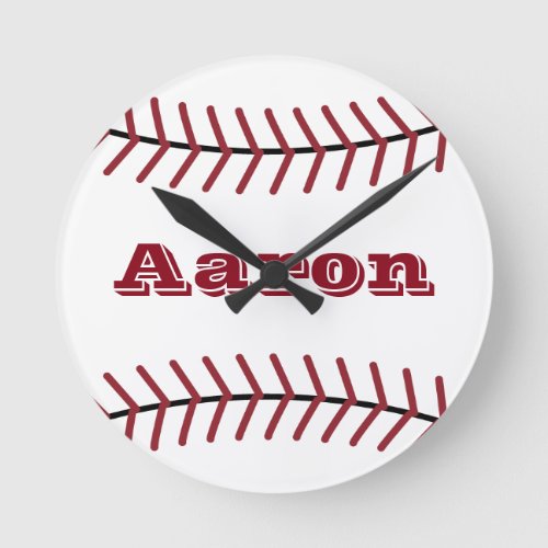 Custom Name Baseball Sports Wall Clock Decor 