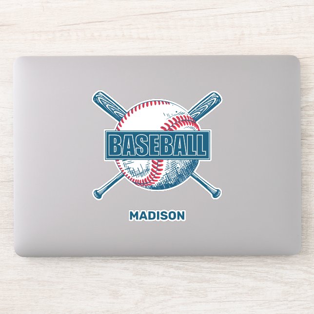 Custom Name Baseball Sticker (Computer)