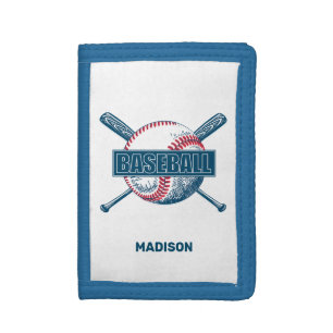 Custom Name Baseball Tri-fold Wallet