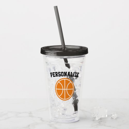 Custom name basketball acrylic tumbler glass