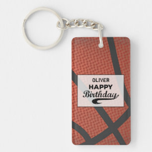 Custom Name Basketball Birthday Large Grunge Ball Keychain