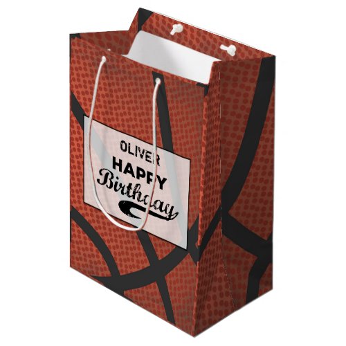 Custom Name Basketball Birthday Large Grunge Ball Medium Gift Bag