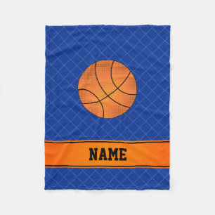 Custom name basketball blue criss cross fleece blanket