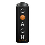 Custom Name Basketball Coach Black Thermal Tumbler