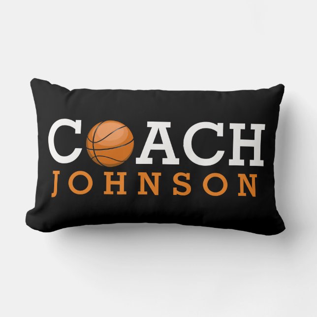 Custom Name Basketball Coach Office Lumbar Pillow (Front)
