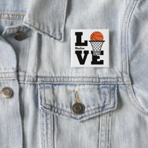 Custom Name Basketball Love Button